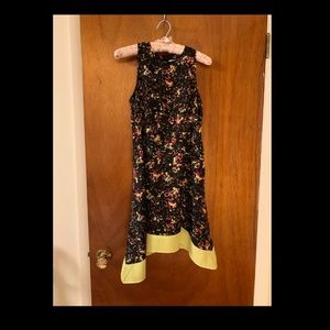 Floral dress with yellow trim